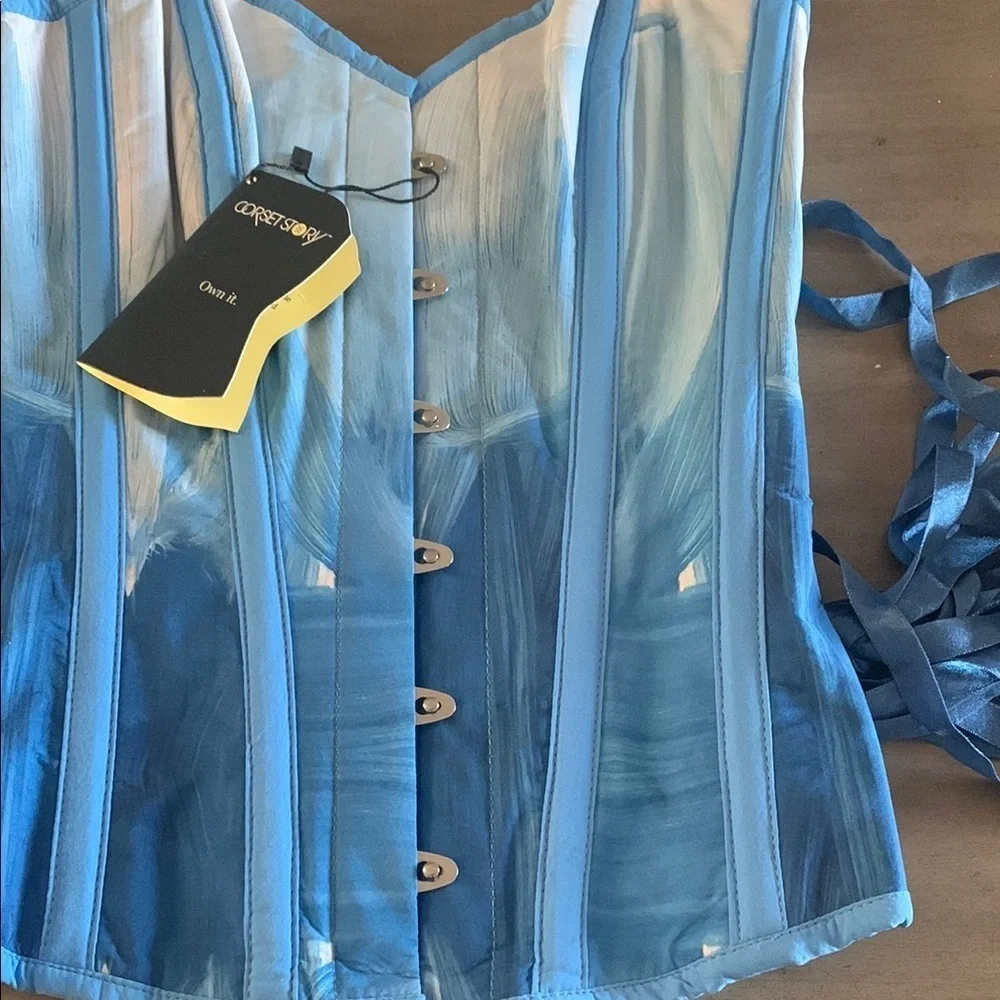 Corset Story Blue Printed Gorgeous Corset size UK 10 New with  tags